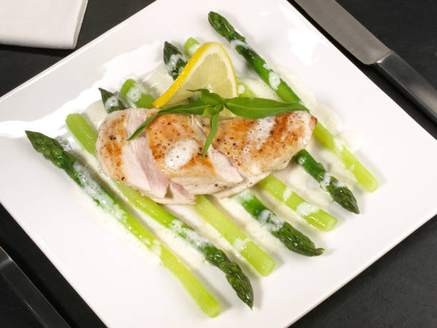 istock Filled Chicken with green Asparagus and Lemon Sauce 1685958930