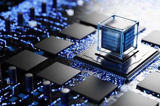 New Microprocessor Memory Chips And Central Processor On An Electronic ...