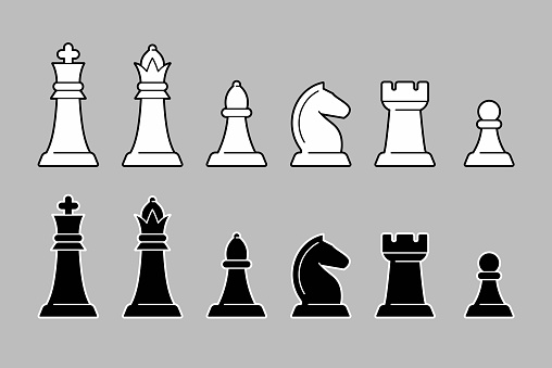 white and black chess pieces