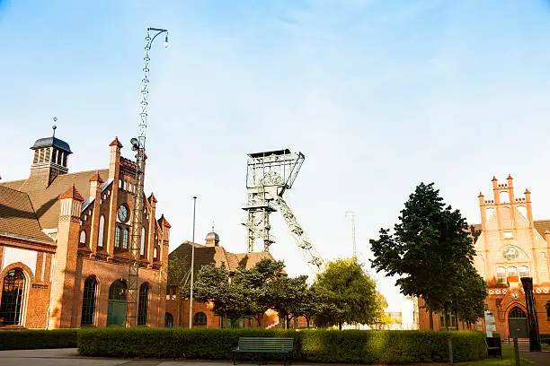 shaft tower and administration buildings of former coal mine Zeche Zollern in Dortmund, Germany, This place is now used as museum of industrial history