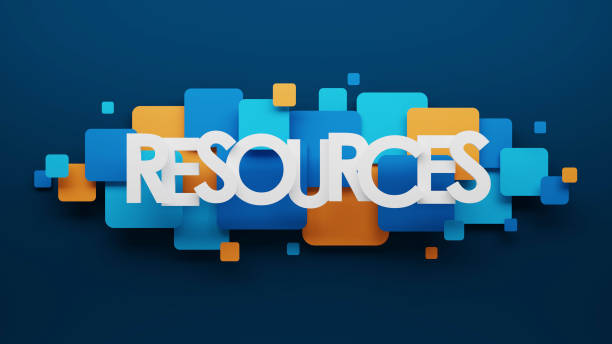 3D render of RESOURCES colorful typography banner