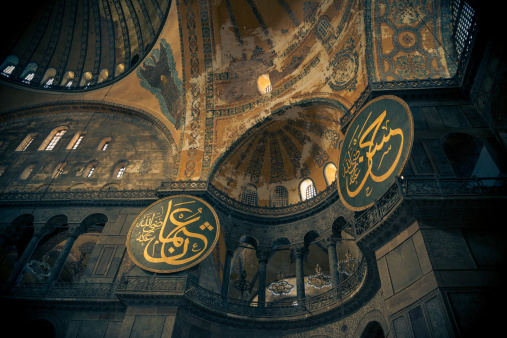 Hagia Sophia interior in Istanbul. High ISO image.