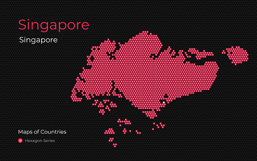 Maps of Countries. Singapore, Hexagon Series.