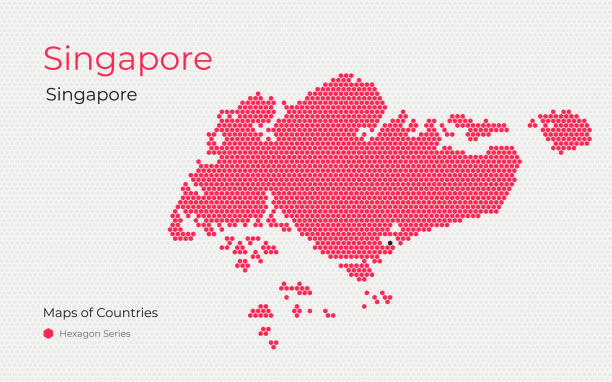 ilustrações, clipart, desenhos animados e ícones de república de cingapura, mapa vetorial criativo - singapore