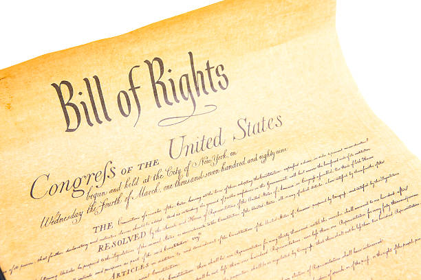 Bill of Rights Congres the Untied States The Bill of Rights document of the Congress of the United States of America printed on vintage paper to look authentic. Isolated on a white background shot in studio. human rights act stock pictures, royalty-free photos & images