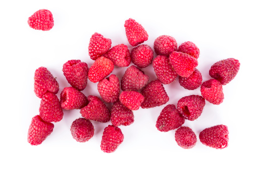 fresh rasberries on white background