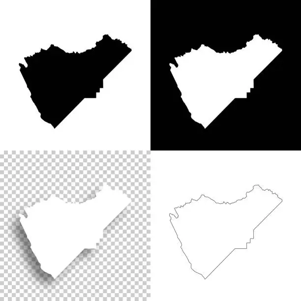Vector illustration of Mariposa County, California. Maps for design. Blank, white and black backgrounds