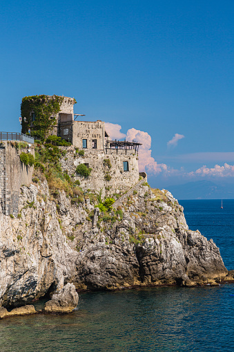 The Castello Doria in Porto Venere overlooks the village, but, on the back, is perched on the cliff facing the Ligurian sea (3 shots stitched)