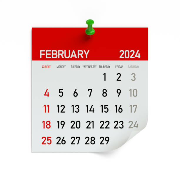 istock February 2024 - Calendar. Isolated on White Background. 3D Illustration 1686163966