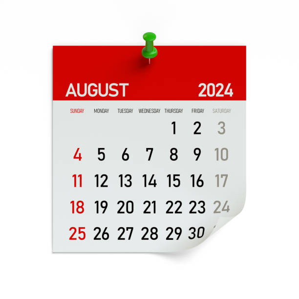 istock August 2024 - Calendar. Isolated on White Background. 3D Illustration 1686163976
