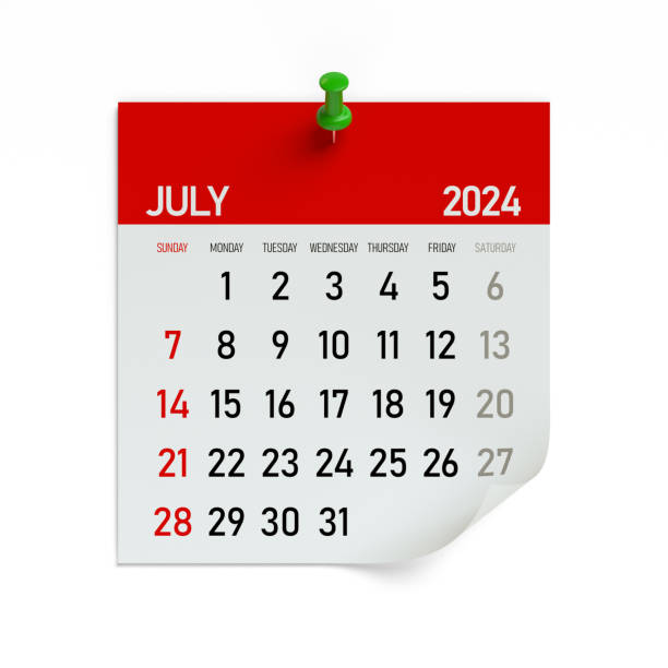 istock July 2024 - Calendar. Isolated on White Background. 3D Illustration 1686164110