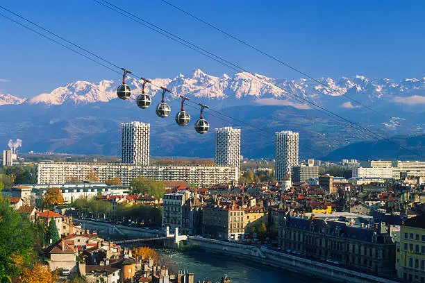 Famous eggs of Grenoble. This cable car brings you up to "La Bastille".