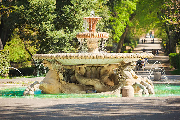 파운턴 파크 of 보르게세 공원 (로마, 이탈리아) - villa borghese 뉴스 사진 이미지