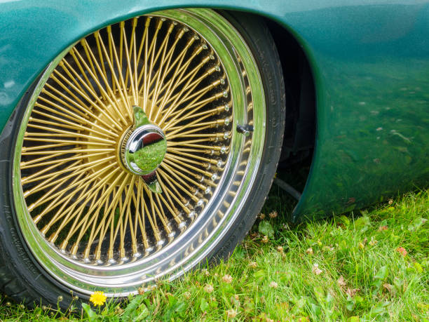 istock Close up at gold color spoke rims 1686176953