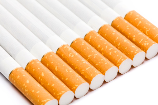 Cigarettes on white background