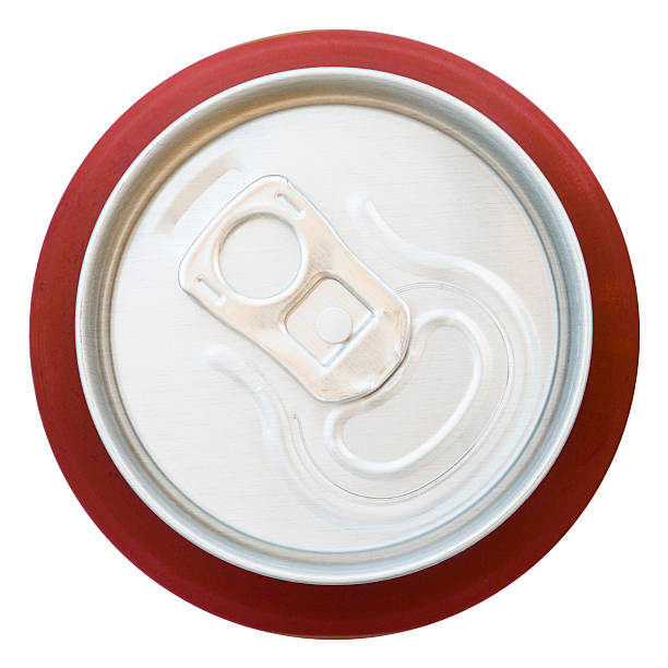 red metal can with water drops isolate