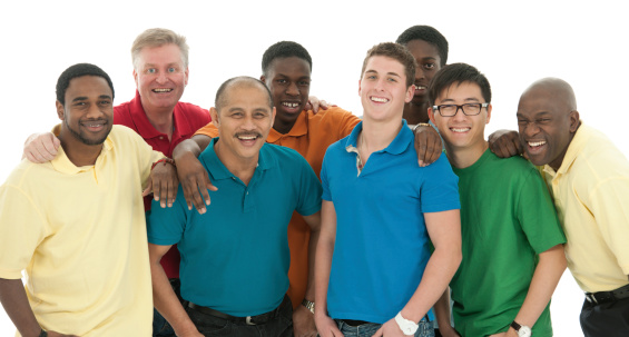 A group of men on a white background