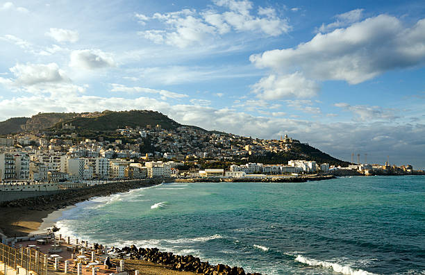 View of the coast across the bay of Algiers View of Algiers coast. algeria stock pictures, royalty-free photos & images