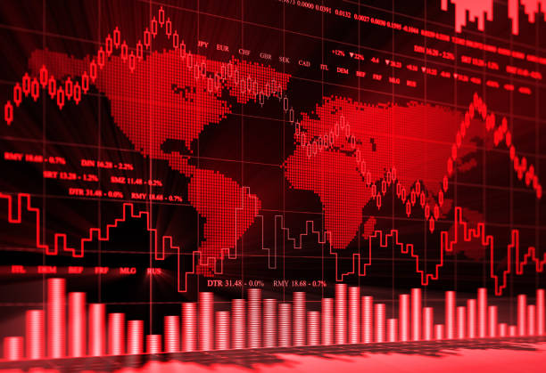 istock Red and black financial charts background 168620096
