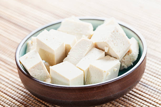 cubes of tofu stock photo