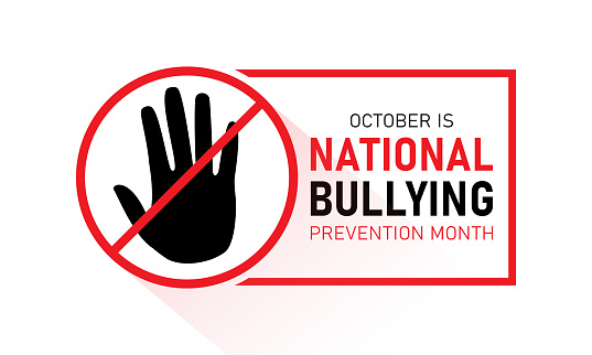 National bullying prevention month is observed every year in october. October is national bully awareness month. Vector template for banner, greeting card, poster with background. Vector illustration.