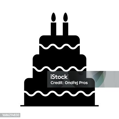 istock Sweet cake icon, bakery dessert food symbol, happy birthday day graphic vector illustration 1686214830
