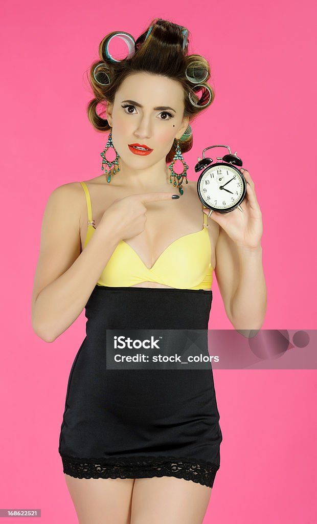 pin up mulher com relógio - Royalty-free Mostrar Foto de stock