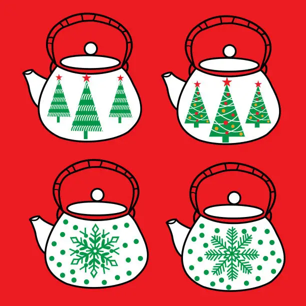 Vector illustration of Teapots .