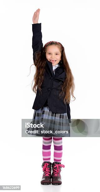 Glücklich Schoolmädchen Stockfoto und mehr Bilder von Uniform - Uniform, Kind, Mit dem Finger zeigen