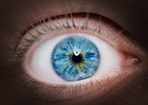 macro shoot of woman blue eye,