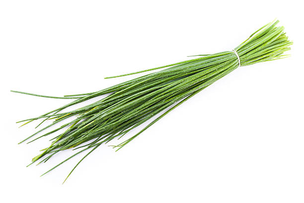 mazzo di erba cipollina - chive herb isolated freshness foto e immagini stock