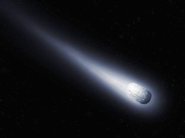 istock The long tail of a comet in the starry sky. 1686234663