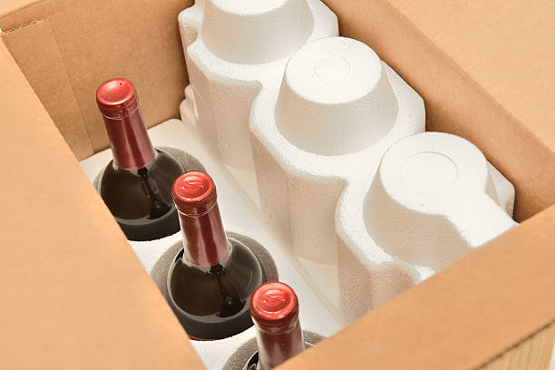 Secure Shipping of Wine Bottles stock photo