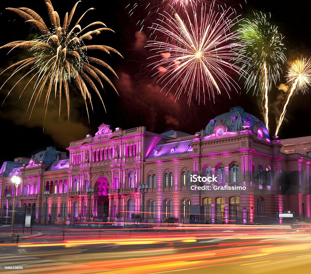 Argentina Buenos Aires Casa Rosada at night with fireworks http://farm3.static.flickr.com/2566/4167712704_54fe3d8f96_o.jpg Buenos Aires Stock Photo