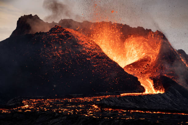 istock Volcanic eruption explosion and lava flow in Fagradalsfjall 1686245607