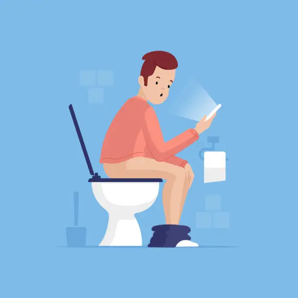 Vector illustration of Toilet Texting