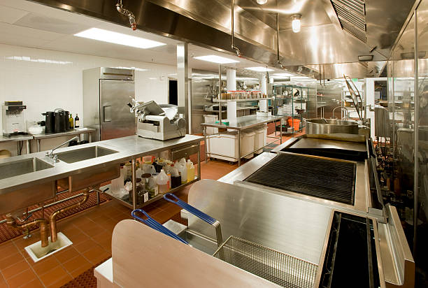 istock Commercial Kitchen with Fryer and Grill 168626050