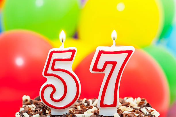 istock Cake for 57st  birthday. 168627055