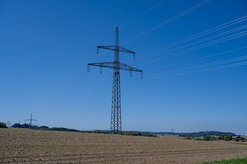 power pole with high voltage power line