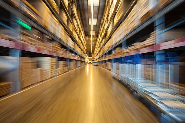 warehouse shelves stock photo