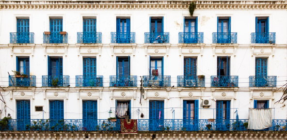 Typical French colonial architecture in Agiers, Algeria.