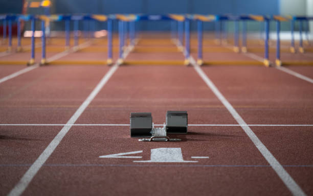 Starting Block On Track stock photo