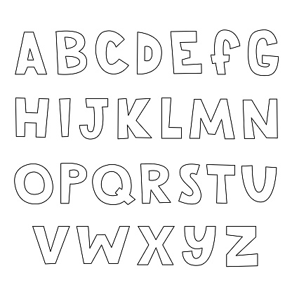 Black Outline Alphabet On A White Background Vector Letters Written By