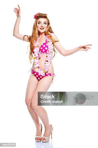 Dancing Summer Girl Studio Portrait Stock Photo - Download Image Now - One Woman Only, Women, Bikini