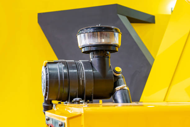 air intake filter or air cleaner with pre-cleaner unit for engine of heavy duty such as excavator tracked loader or crawler or other application use in industrial - pre loader imagens e fotografias de stock