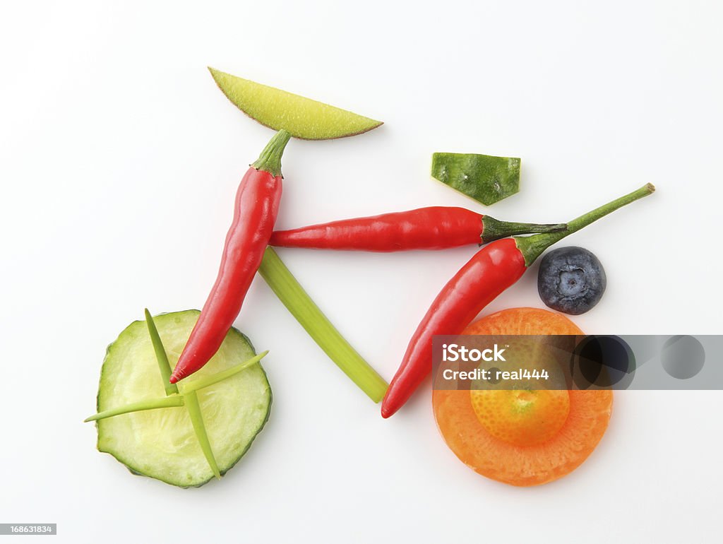 Bicicleta em estilo de legumes e frutas - Foto de stock de Bicicleta royalty-free