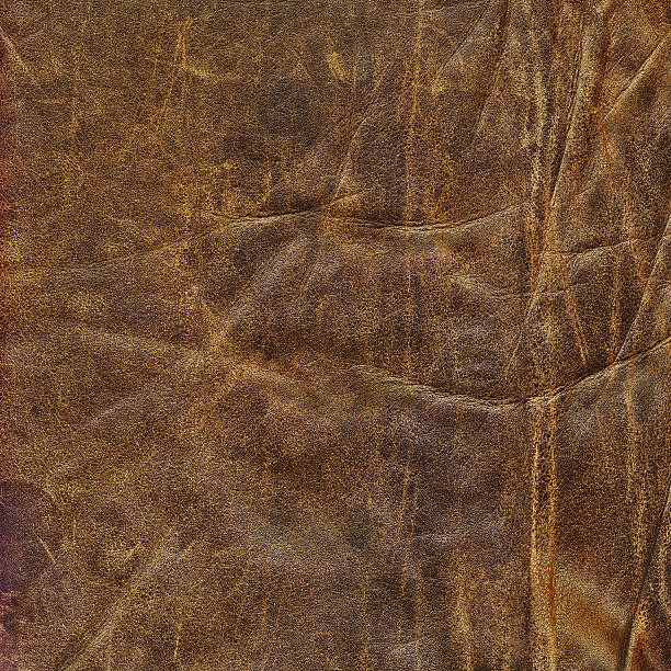hi-res antiga marrom textura grunge de couro enrugado de vitela - textured textured effect hide leather - fotografias e filmes do acervo