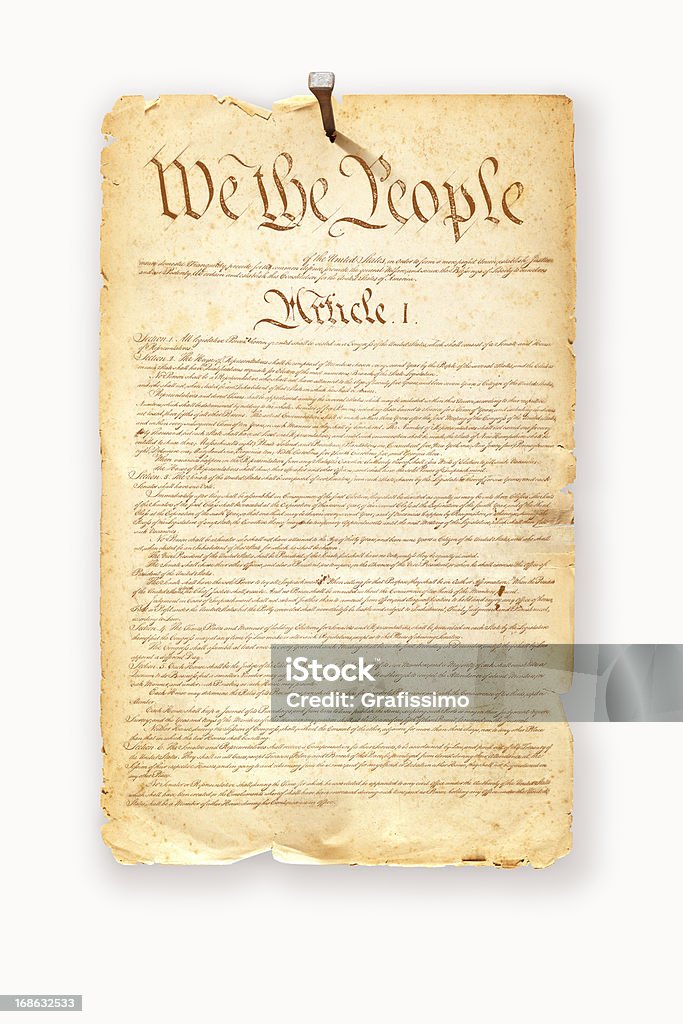 米国憲法付き固定具に白背景 - アメ�リカ憲法のロイヤリティフリーストックフォト