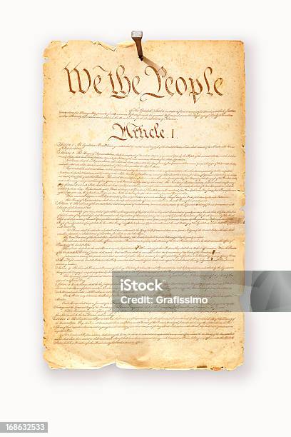 米国憲法付き固定具に白背景 - アメリカ憲法のストックフォトや画像を多数ご用意 - アメリカ憲法, カットアウト, 書類