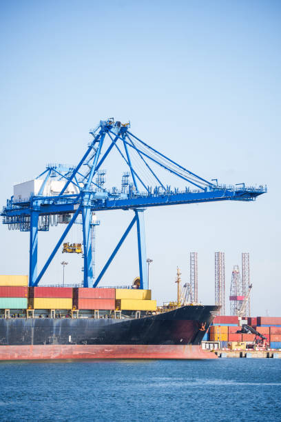 istock Container terminal, with cranes, in a commercial port 1686330008